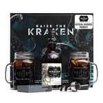 The Kraken Spiced Rum Gift Set - 35cl Official Kraken Rum Black Spiced, 2x Mason Jar Rum Glasses, Bottle Pourer, Playing Cards - Cocktail Rum Gifts for Men, Alcohol Gifts for Women, Christmas