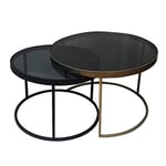 BigBuy Home Coffee Table 75 x 75 x 50 cm Glass Iron 2 Units