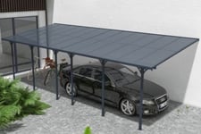 Pergola/Carport adossé 24m² KLEO 8x3m aluminium gris