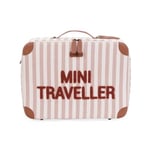 CHILDHOME, Valise Enfant, Week-end, Format Cabine, Bagage à Main, Compact, Solide, Anse pour Transport Facile, Etiquette Nom, Design, Simili Cuir, Mixte, Mini Traveller, Rayures Terracotta