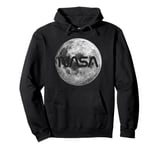 Retro NASA Worm Logo Full Moon Space Graphic Apollo Artemis Pullover Hoodie