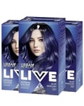 3x Schwarzkopf Live Urban Metalics Permanent Hair Colour Blue Mercury U67