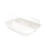 GREENBOX Lot de 50 boîtes à repas en canne à sucre en 3 parties I Vaisselle à emporter durable biodégradable I Boîte à canne à sucre pour aliments chauds et froids non revêtue 25 x 20 x 7,5 cm I Boîte