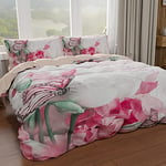 PETTI Artigiani Italiani - Housse de Couette, Lit (90x200), Papillons Roses, Tissu 100% Satin Frais, 100% Made in Italy