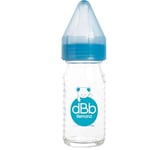 Biberon Régul'Air 110 ml dBb Remond en verre - tétine NN -nouveau-né- anti-coliques en silicone - bleu translucide