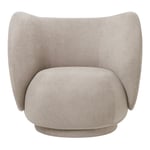 Ferm Living - Rico Lounge Chair Brushed Sand - Lenestoler - Tre/Tekstilmateriale