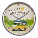 Nostalgic-Art 51092 Horloge Murale rétro Volkswagen Bulli – Let's Get Away – Idée Cadeau VW Bus – Grande Horloge de Cuisine Vintage pour décoration 31 cm