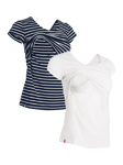 Bshirt Organic Cotton Blend Lift The Flap Nursing Stripe T-Shirts, Pack of 2