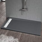 Receveur de douche 80 x 100 cm extra plat ELITE en resine surface ardoisee anthracite