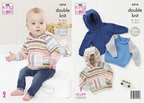 King Cole 5416 Knitting Pattern Baby Raglan Sweaters in Cherish DK and Cherished DK