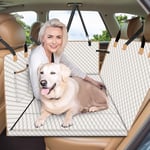 Lekespring Protection Voiture Chien Siège Arrière avec Planche en Bois Solide | Housse Voiture Chien Résistant à l'abrasion, aux Rayures et Imperméable - Adapté à la Plupart des Voitures - Beige