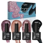 MYGEL Mylee Gel Nail Polish Glitter Colour Set 4x10ml UV LED Manicure Pedicure