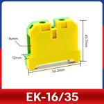 1 Pcs EK2.5 4 6 10 16 35/35 Montage Rapide Bornier de Terre Électrique Fil Connecteur DIN Jaune Vert SAK Rail Bornier - Type [EK16]-35