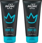 2 x King of Shaves Sensitive Shave Gel 175ml, Aloe & Tea Tree.