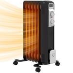 HOMCOM 1500W 7 Fin Oil Filled Heater Radiator for Home, Black