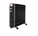 Radiateur Bain d'Huile 2000W avec Thermostat Réglable noir Vendos85