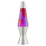 LAVA® - Lampe Lava 2121, cire rose, liquide violet, socle et capuchon argentés, lampe à mouvement de marque LAVA® originale de 14,5 pouces