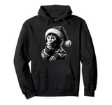 Thinking Monkey With Santa Hat Christmas Xmas Vintage Funny Pullover Hoodie