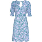 Koko Dress Short Open Back Short Sleeves - Blue White Flowers