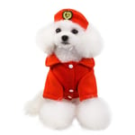 ETDWA Lovely Fashion Little Pet Dog Clothing Manteau d'hôtesse de l'air à Deux Jambes avec Chapeau pour Animaux de Compagnie (Couleur: Kaki, Taille: S)