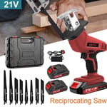 21V Reciprocating Saw Cordless Hand Saw Electric Wood Metal Cutter +2 Battery UK