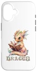 Coque pour iPhone 16 Bébé dragon mignon à lire | Fantasy | Jeu de rôle | Dragon