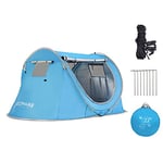 Easy Pop Up Tent 2 Person Waterproof Automatic Throw Instant Flip Pop Tent for Camping,by ZOAMKE(Light Blue)