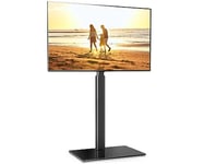 FITUEYES Support TV au Sol pour Téléviseurs de 32 à 60 Pouces,Support TV sur Pied TV Pivotant 70° et 8 Réglages en Hauteur avec Base en Verre Trempé jusqu'à 30 kg,Max VESA 600x400 mm