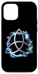 iPhone 12/12 Pro Silver Triquetra with Blue Orbs Case