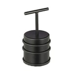 Relaxdays Butoir de Porte avec poignée, Porte & fenêtre, Haute, Ronde, intérieur, Caoutchouc, INOX, ∅7 cm, Noir