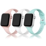 PARMPH 3 Packs Silicone Strap Compatible with Apple Watch 38mm 40mm 41mm 42mm(Series 10), Narrow Sport Soft Silicone Slim Thin Replacement Wristband for iWatch Series 10 9 8 7 6 5 4 3 2 1 SE Women Men