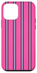 Coque pour iPhone 12 mini Rose Bleu Noir Rayé Girly Esthétique Preppy Stripe