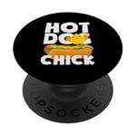 Hot Dog Chick Funny Food Humor Design PopSockets Adhesive PopGrip