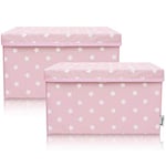 LIFENEY Lot de 2 boîtes de rangement pour enfant (37 x 25 x 21 cm) I Panier de rangement pour chambre d'enfant et salon I Boîte de rangement pour enfant (étoile rose)