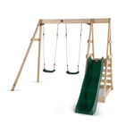 Plum Tamarin Double Wooden Garden Play Swing Set and Slide Climbing Frame