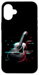 Coque pour iPhone 16 Plus Glitch Guitare acoustique – Amateur de musique de guitare vintage