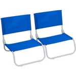 Lot de 2 chaises de plage pliantes basses, Bleu 45x49,5x17,5cm 7house - Bleu