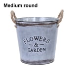 Hanging Flower Pots Zinc Metal Plant Bucket Medium Round