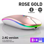 Souris de jeu sans fil,Rechargeable par USB,2.4GHz,rvb,1600DPI,pour ordinateur portable,tablette,PC,Macbook - Type Rose Gold