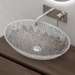 Lavabo à Poser Vasque en Verre Lave Mains Ovale de Salle de Bains Petit Lave-Mains pour wc Transparent 50,5x36x15,5 cm Minerva05 - Sogood