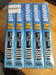 5 Pack Of Maxwell M180 Mega Power VHS Tapes E180 M Brand New Sealed