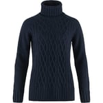 Fjallraven 84793-555 Övik Cable Knit Roller Neck W Sweatshirt Femme Dark Navy Taille XL