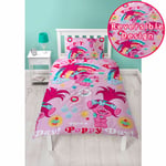 OFFICIAL TROLLS POPPY DREAMS SINGLE DUVET COVER SET CHILDRENS REVERSIBLE