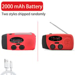 Radio LED solaire portable avec éclairage,éclairage de secours,radio de camping en plein air,USB,4000 mAh - Type 2000 mAh Red