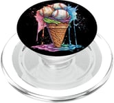 Ice Cream Baseball – Cône de glace mignon tenant des balles de baseball PopSockets PopGrip pour MagSafe