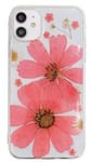 Apple iphone XR Case, Transparent TPU/Epoxy Case With Real Red Flower Embedded in it.(Clear iphone XR case)