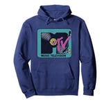 MTV Music Television Record Vinyl Vintage Big Chest Logo Pullover Hoodie