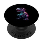 Gaming Dinosaurs- Le T-rex joue aux jeux vidéo PopSockets PopGrip Adhésif