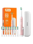 Bitvae Elektrisk tannbørste Sonic toothbrush with tips set holder and case D2 (pink)