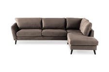 Trend Divansofa 3-seter Høyre Fløyel - Muldvarp Sofa med sjeselong Brun Concept 55